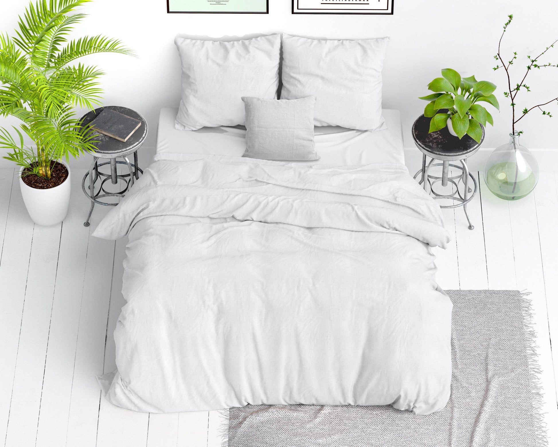 Bettbezug Stone washed White 200 x 220 cm - Palo24