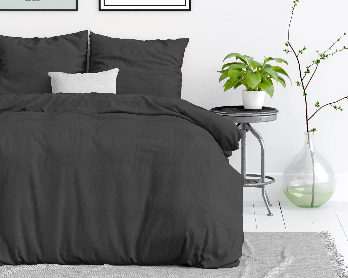 Bettbezug Stone washed Anthrazit 200 x 220 cm - Palo24