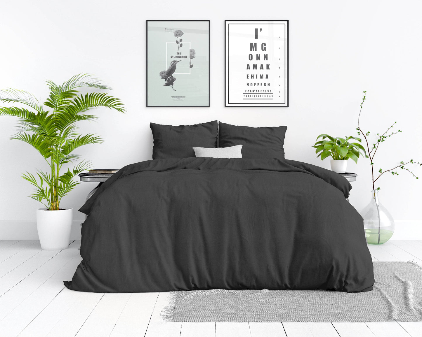 Bettbezug Stone washed Anthrazit 200 x 220 cm - Palo24
