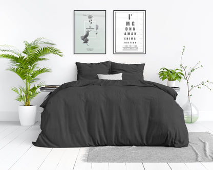 Bettbezug Stone washed Anthrazit 200 x 220 cm - Palo24