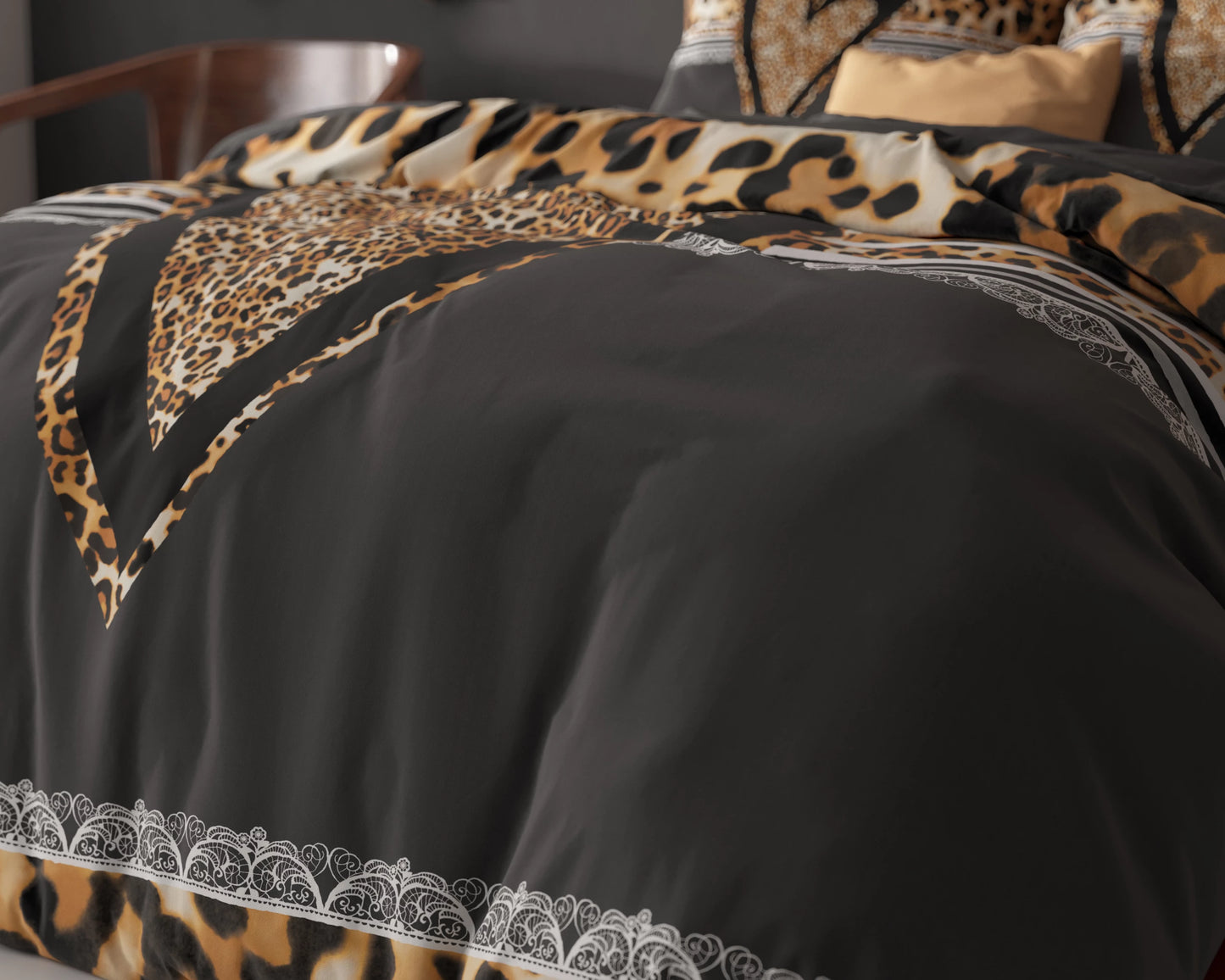 Panther Love Heart Bettbezug 135x200 cm Braun