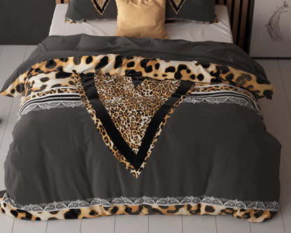 Panther Love Heart Bettbezug 135x200 cm Braun