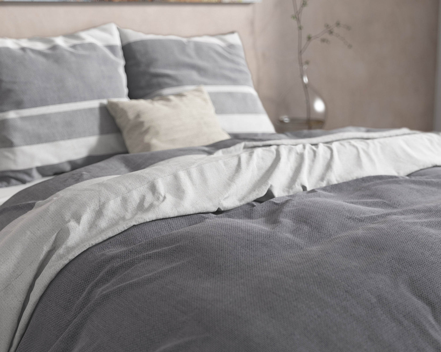 Bettbezug Flanel Skylar Anthrazit 200 x 220 cm - Palo24