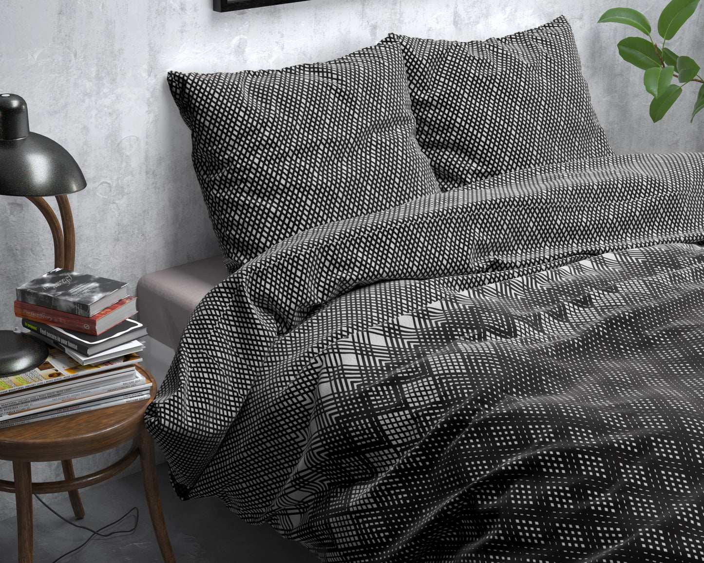 Flanell Cheng Bettbezug Anthrazit