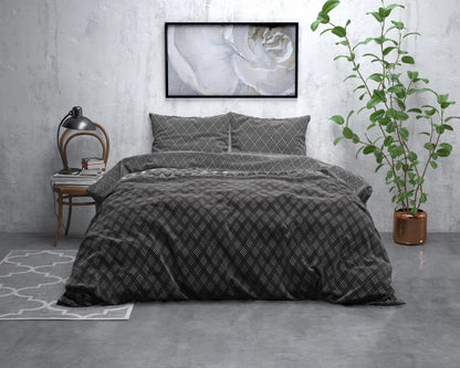 Flanell Cheng Bettbezug Anthrazit