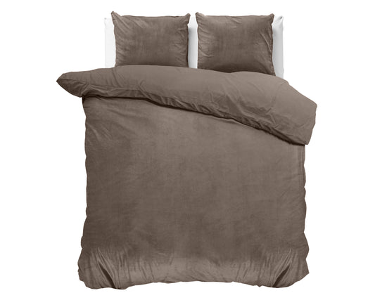 Bettbezug Samt Uni Taupe 200 x 220 cm