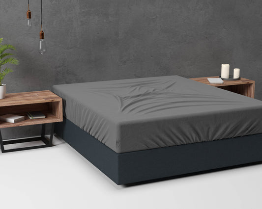Flanel Basic Spannbettlaken Anthrazit 140 x 200 cm - Palo24