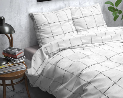 Bettbezug Tief kariertes Weiss 200x200/220 cm