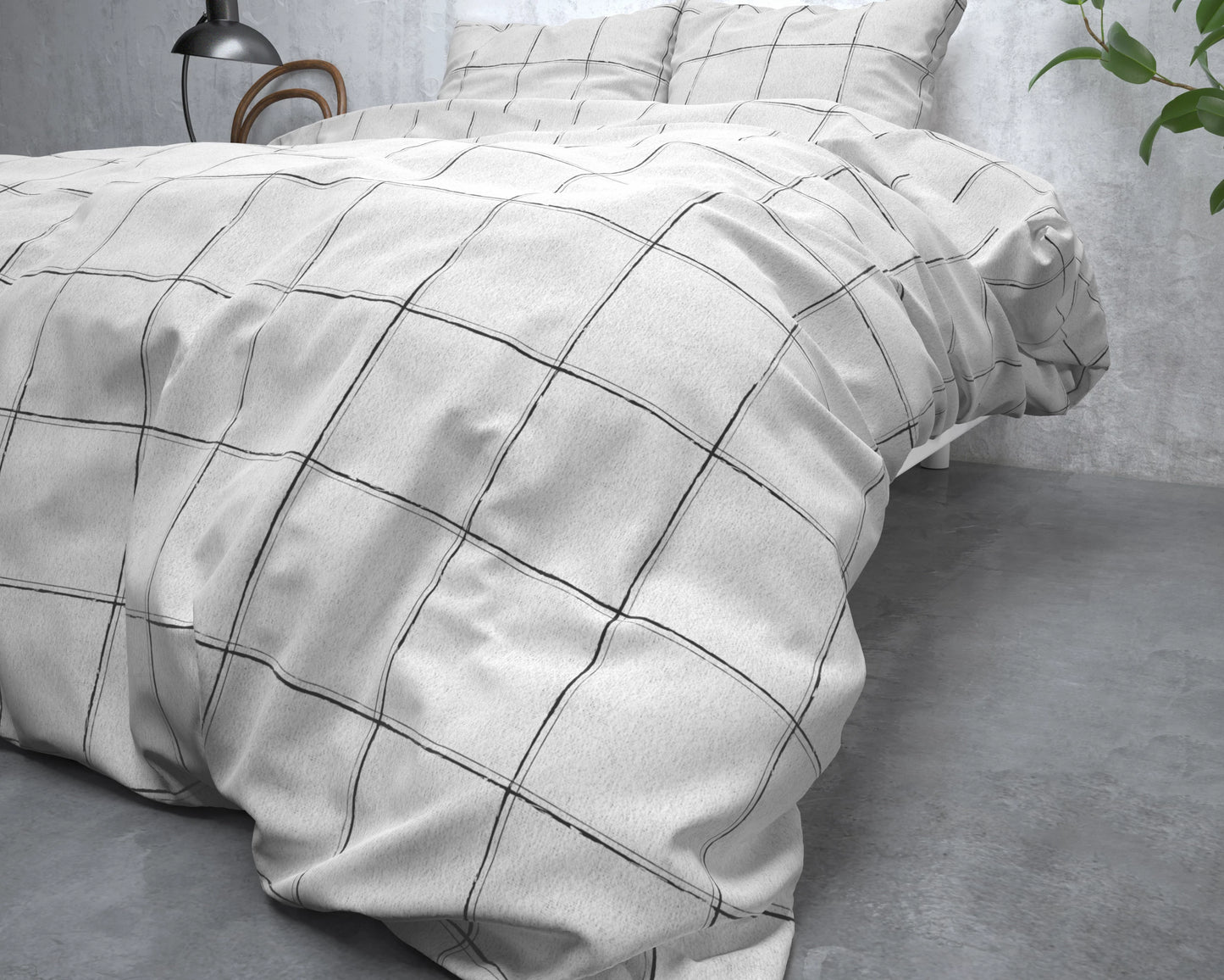 Bettbezug Tief kariertes Weiss 200x200/220 cm