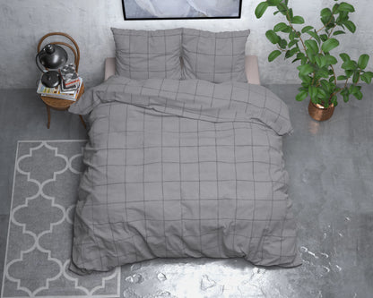Bettbezug Tief kariertes Grau 240x200/220 cm