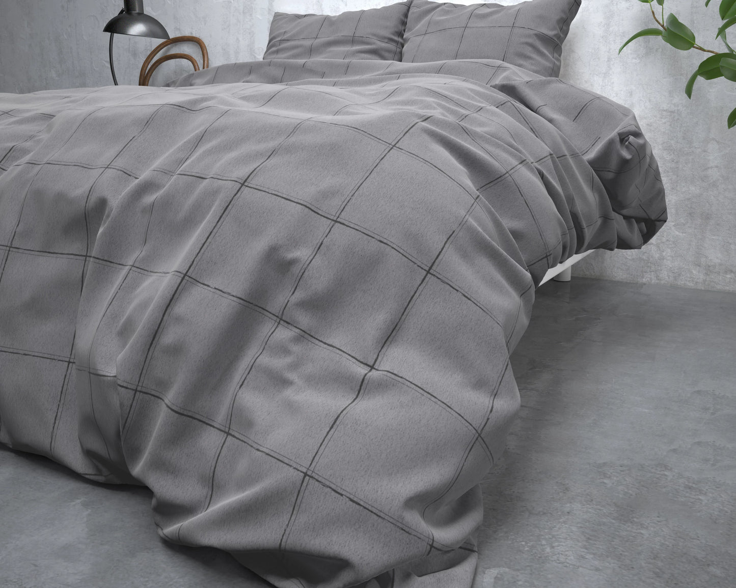 Bettbezug Tief kariertes Grau 240x200/220 cm