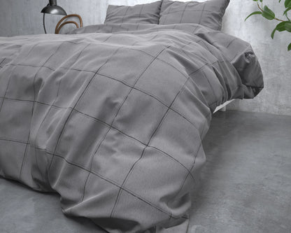 Bettbezug Tief kariertes Grau 240x200/220 cm