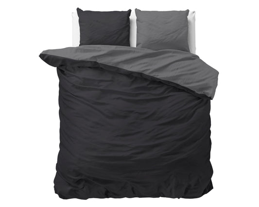 Bettbezug Double Face Schwarz/Anthrazit 240 x 220 cm