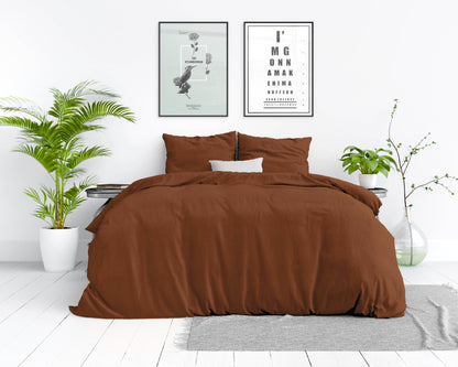 Bettbezug Stone Washed Braun 135 x 200 cm - Palo24