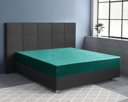 Satin Spannbettlaken Dunkelgrün 90 x 200 cm - Palo24