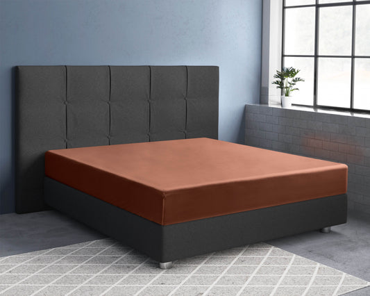 Satin Spannbettlaken Braun 120 x 200 cm - Palo24