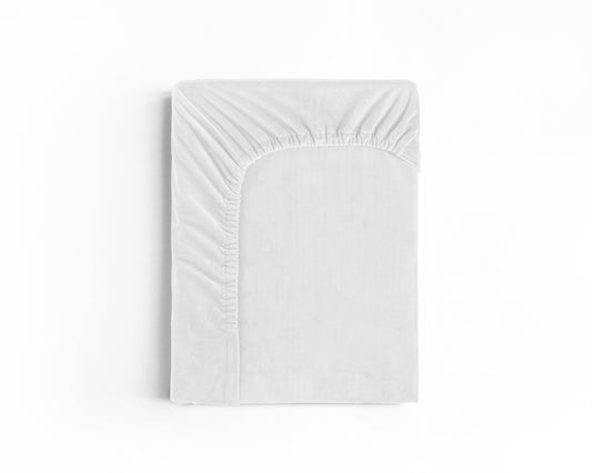 Samt Spannbettlaken Weiss 180 x 200 cm - Palo24