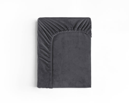Samt Spannbettlaken Anthrazit 160 x 200 cm - Palo24
