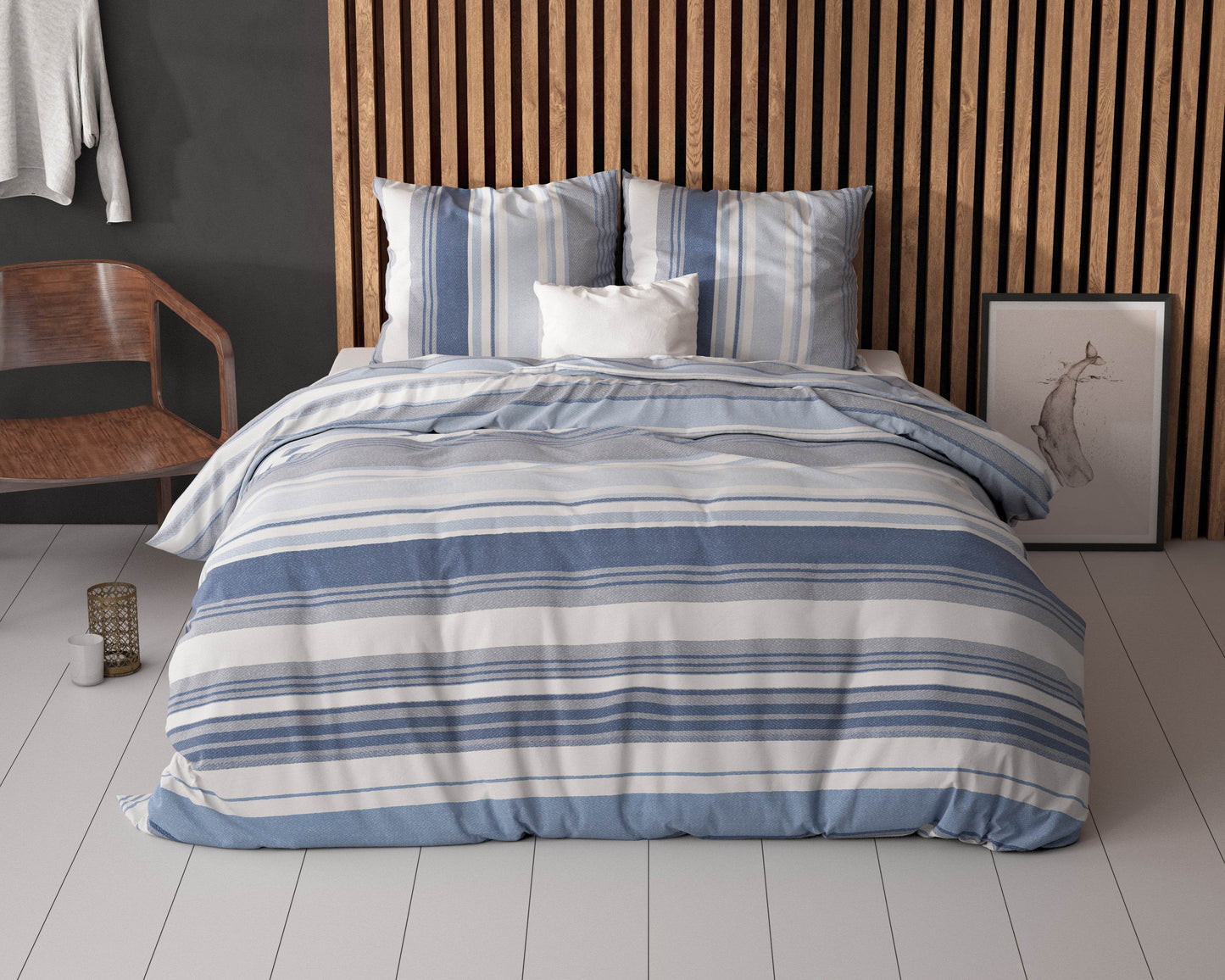 Bettbezug Stripy blau 140 x 200/220 cm - Palo24