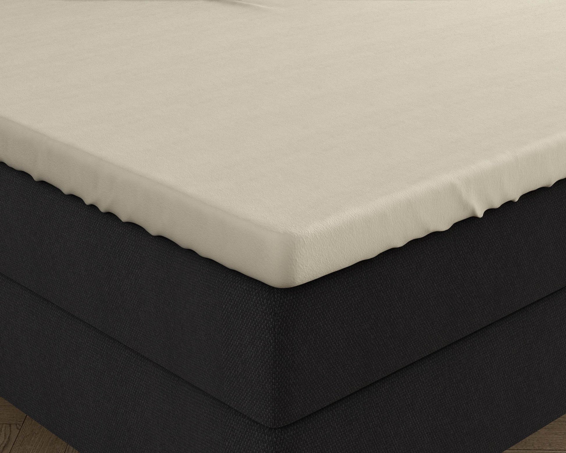 Doppelt Jersey 220 gr. Topper Spannbettlaken Creme 140 x 200/220 cm - Palo24