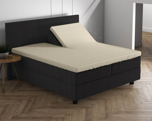 Doppelt Jersey 220 gr. Splittopper Spannbettlaken Creme 180 x 200/220 cm - Palo24