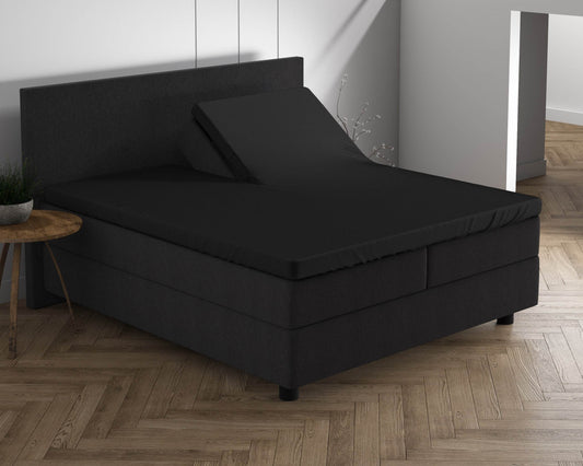 Doppelt Jersey 220 gr. Splittopper Spannbettlaken Schwarz 160 x 200/220 cm - Palo24