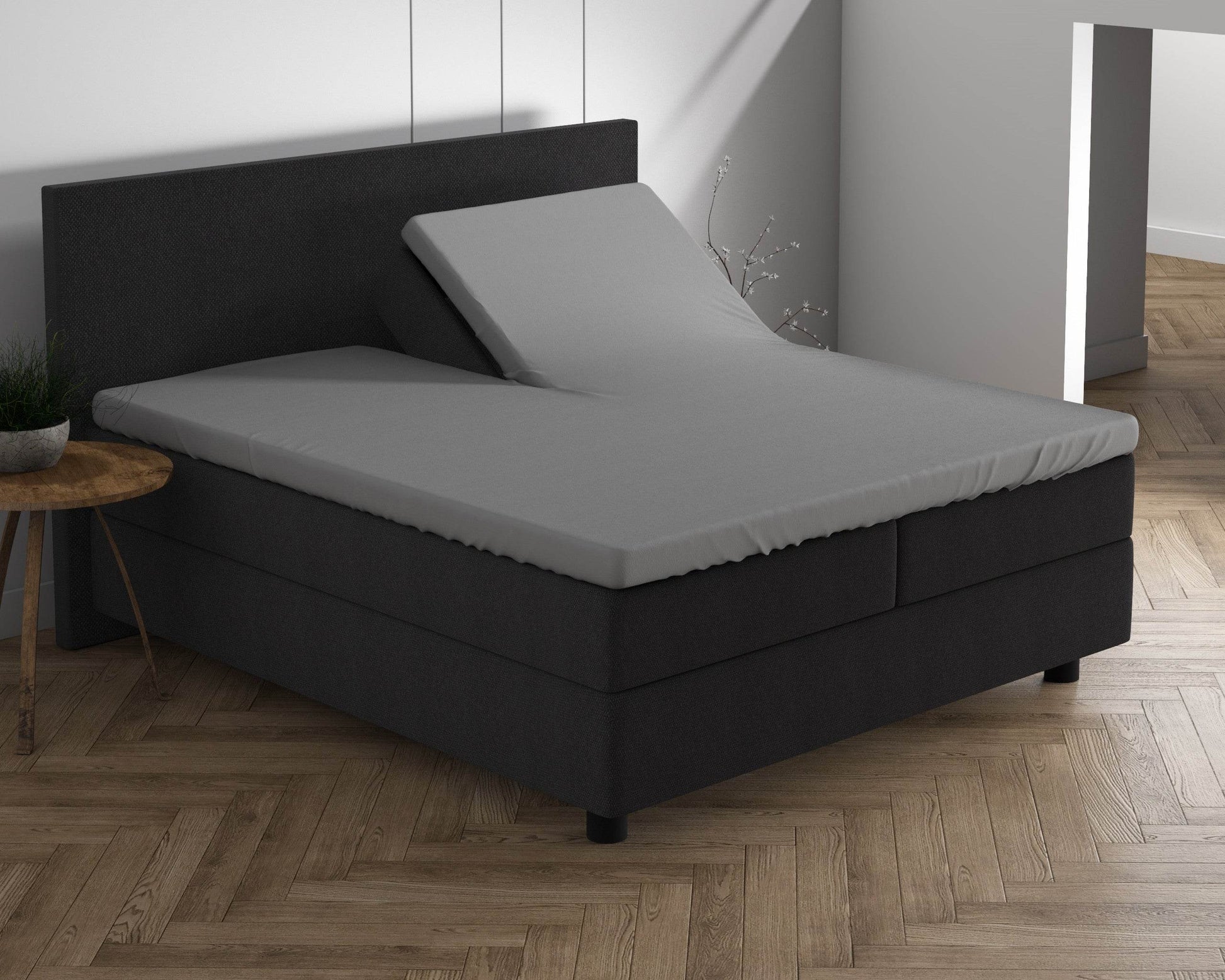 Doppelt Jersey 220 gr. Splittopper Spannbettlaken Grau 180 x 200/220 cm - Palo24