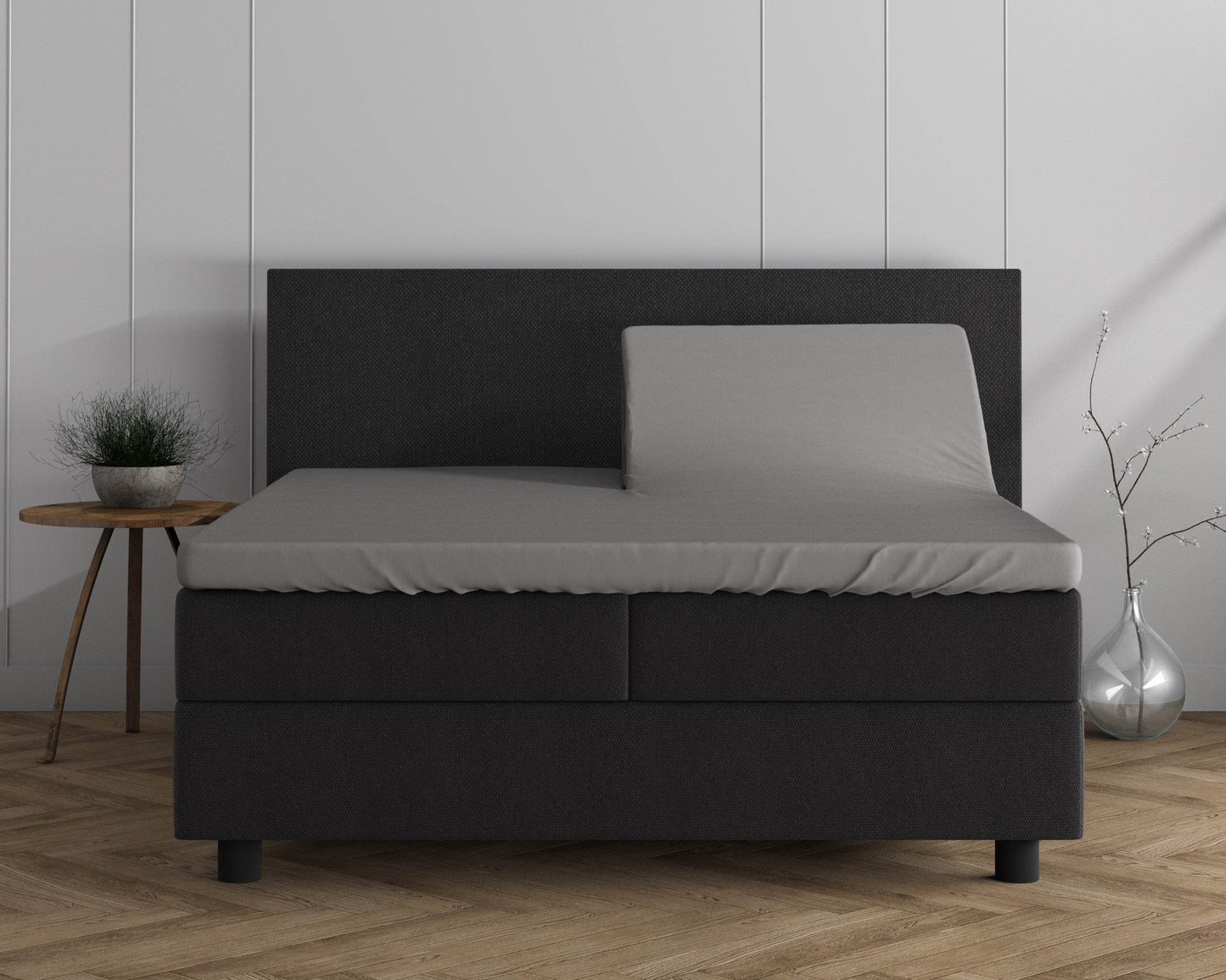 Doppelt Jersey 220 gr. Splittopper Spannbettlaken Grau 180 x 200/220 cm - Palo24