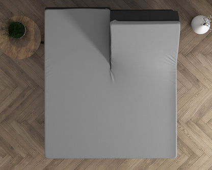 Doppelt Jersey 220 gr. Splittopper Spannbettlaken Grau 180 x 200/220 cm - Palo24