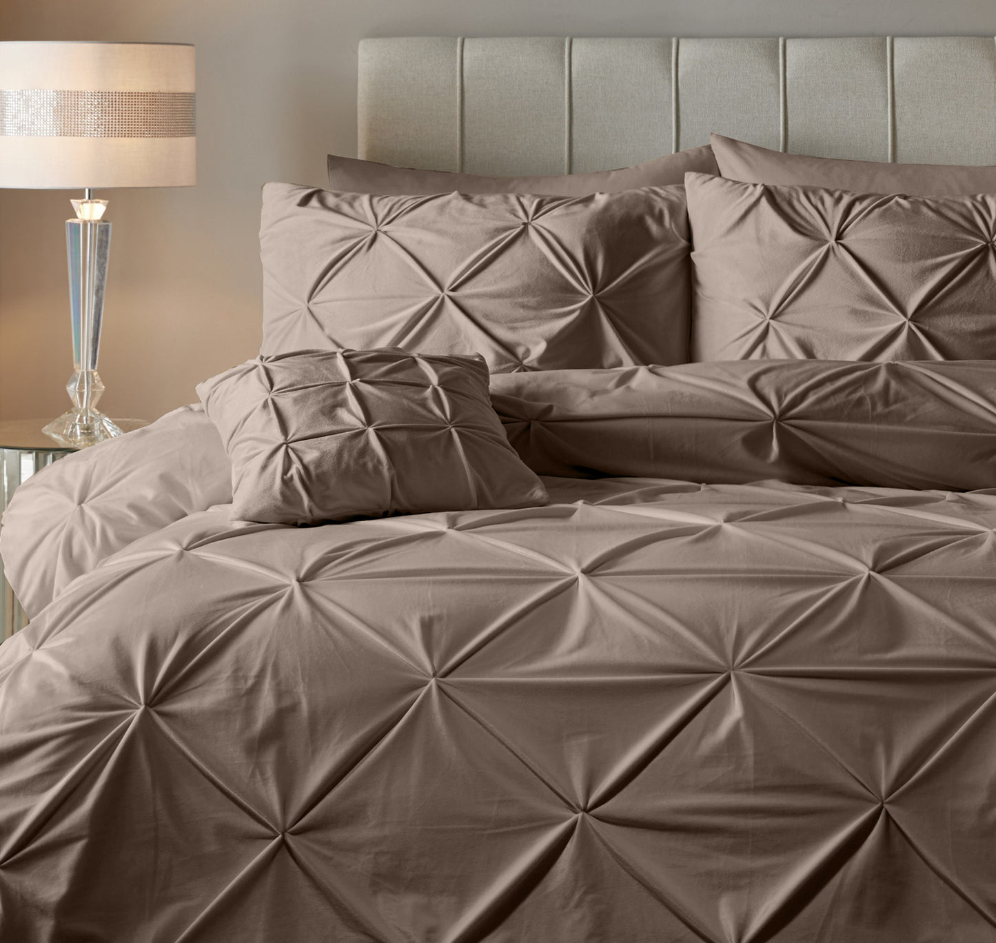 Bettbezug Samt Pintuck Taupe 140 x 200/220 cm