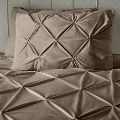 Bettbezug Samt Pintuck Taupe 140 x 200/220 cm