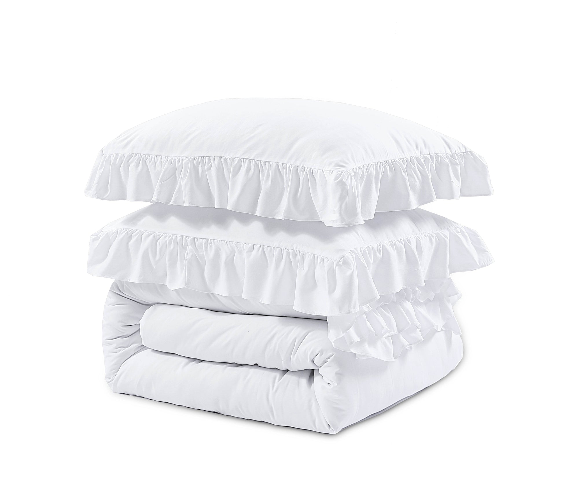 Bettbezug Ruffles Weiss 200 x 200/220 cm - Palo24