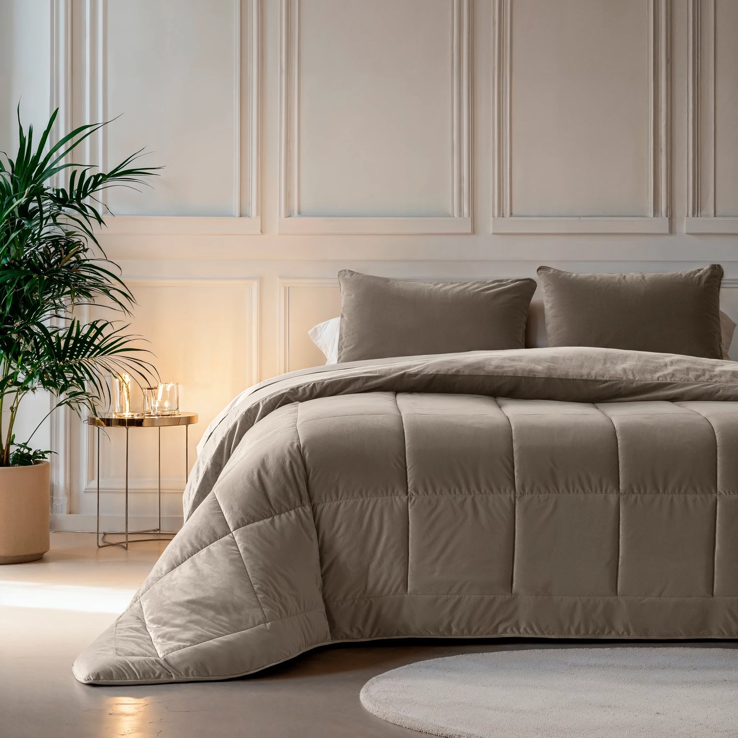 Lazy Velvet Bettdecke Taupe/Grau