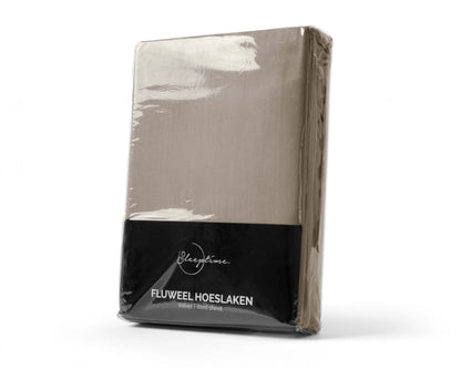 Samt-Spannbettlaken Taupe/Grau