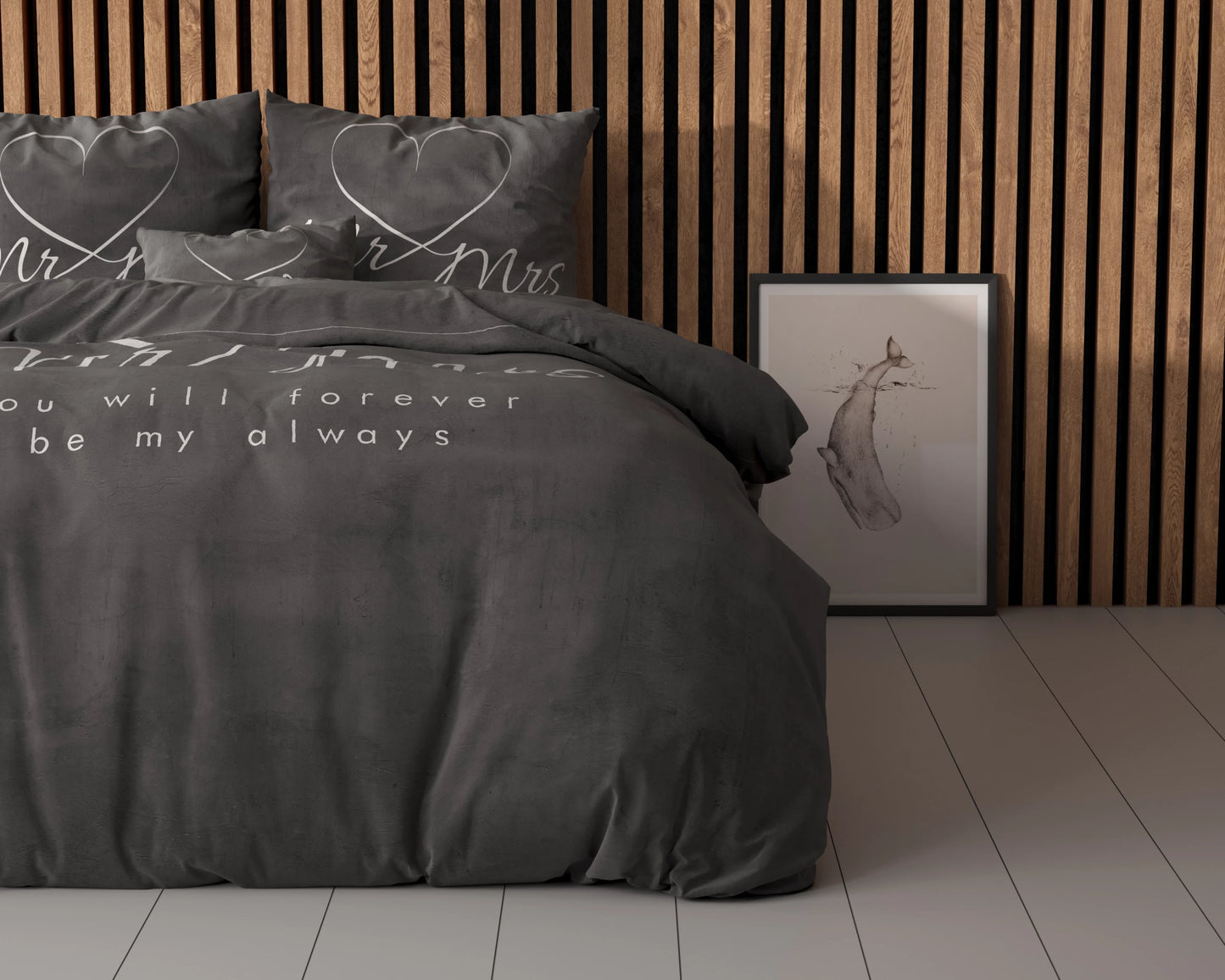 Mr And Mrs Heart Bettbezug Anthrazit