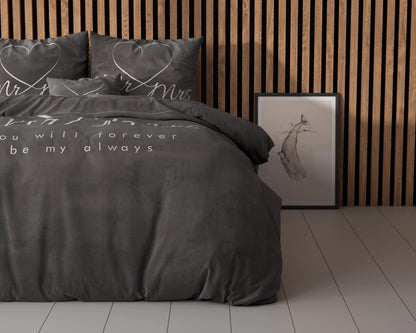 Mr And Mrs Heart Bettbezug Anthrazit