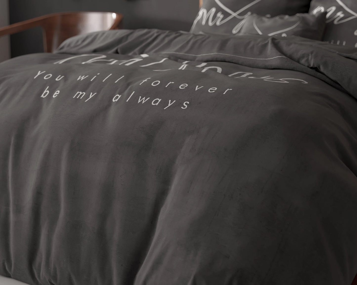 Mr And Mrs Heart Bettbezug Anthrazit