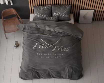 Mr And Mrs Heart Bettbezug Anthrazit