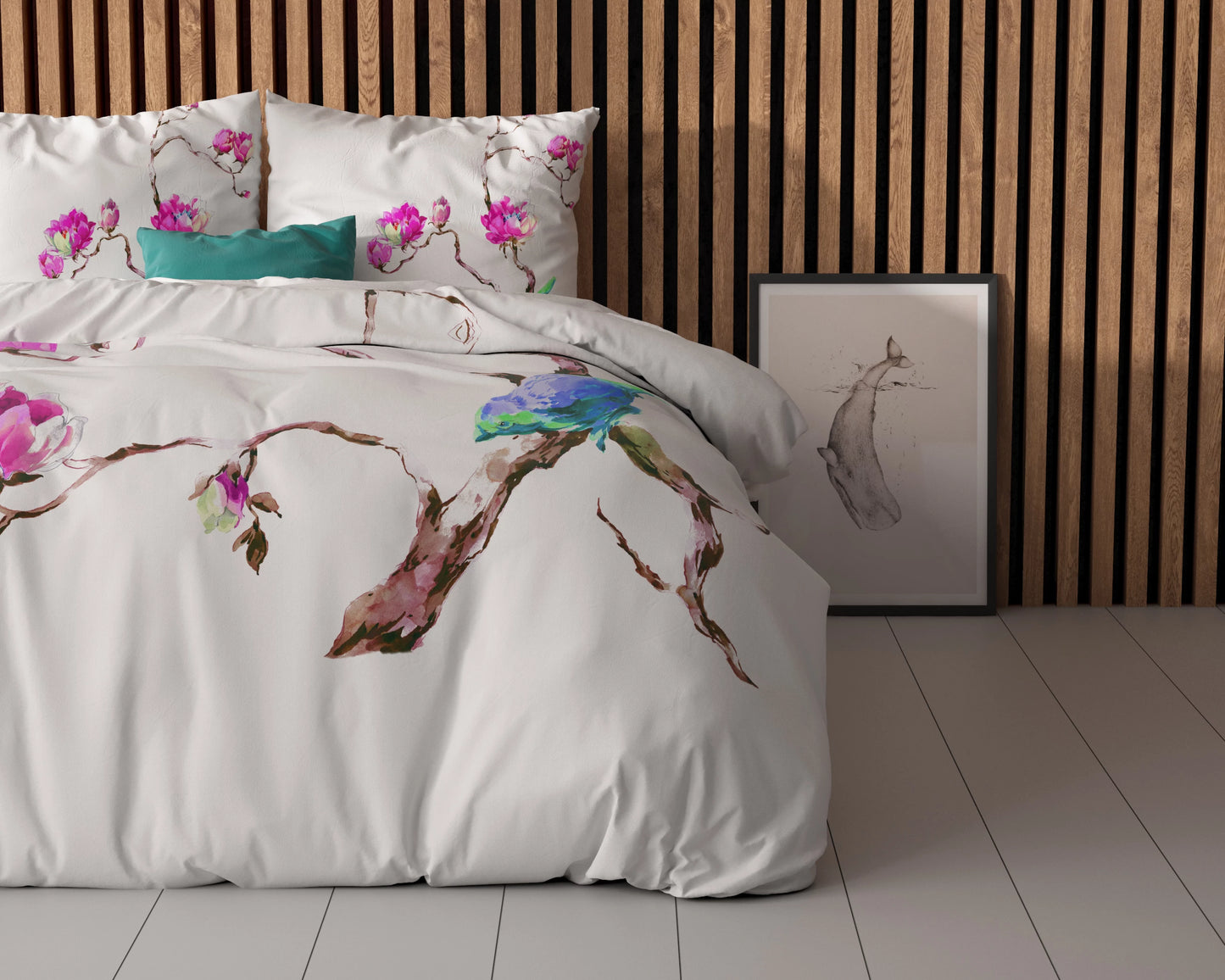 Magnolien  Bettbezug 240x200/220 cm Weiss