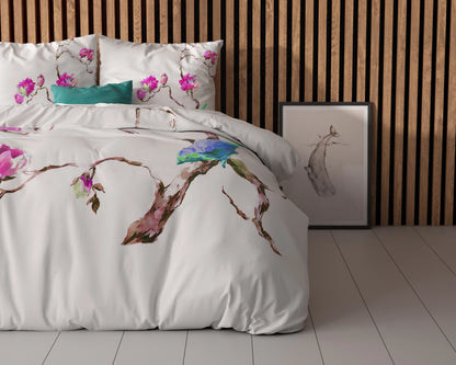 Magnolien  Bettbezug 240x200/220 cm Weiss