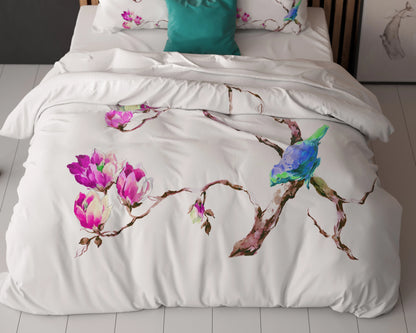 Magnolien  Bettbezug 240x200/220 cm Weiss