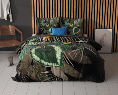 Dunkle Blätter Bettbezug Grün