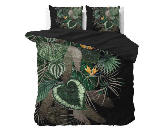 Dunkle Blätter Bettbezug Grün