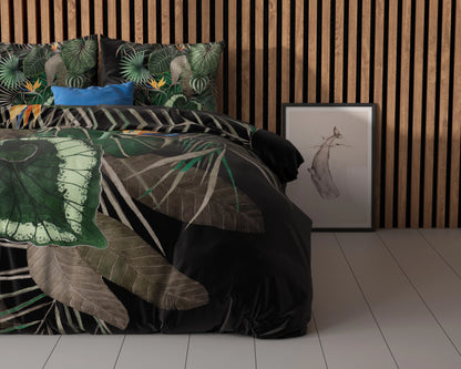 Dunkle Blätter Bettbezug Grün
