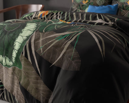 Dunkle Blätter Bettbezug Grün