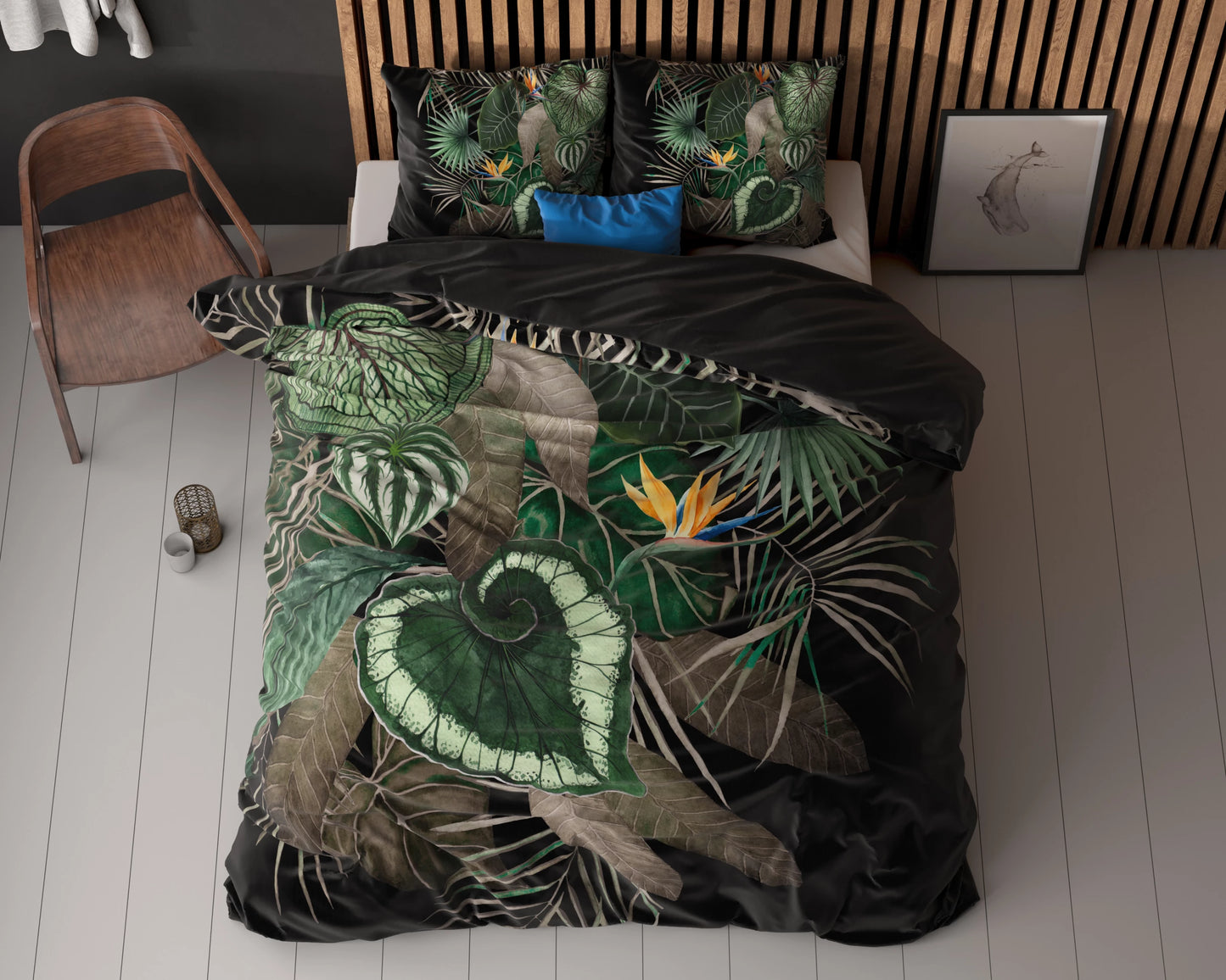 Dunkle Blätter Bettbezug Grün