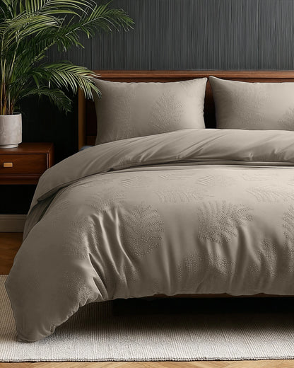 Leaves 3D Bettbezug Taupe/Grau