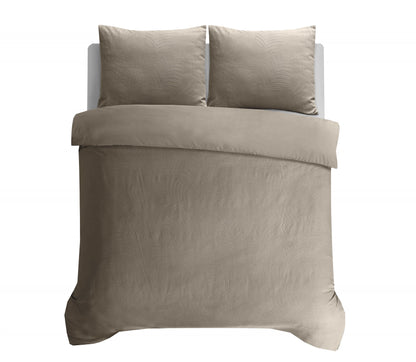 Leaves 3D Bettbezug 140x220 cm Taupe/Grau