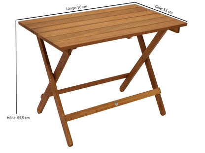 Table de jardin table pliante table d'appoint table de camping table en bois DANA 90x52cm, bois