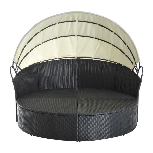 Sonneninsel Lounge Garnitur Sonnenliege Polyrattan schwarz creme